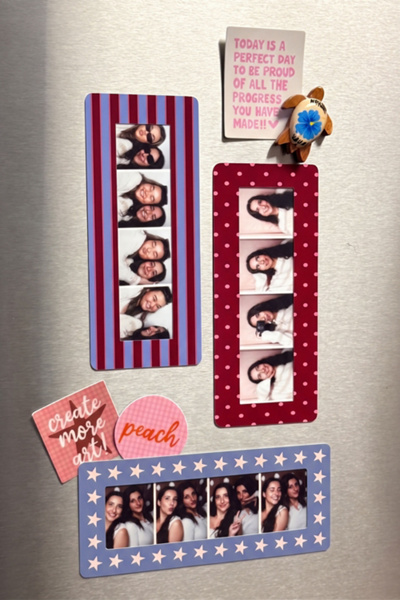 peachcreamprints Vintage Photobooth Frame Magnets (4-Photo Strip) in Ruby Blue at Urban Outfitters