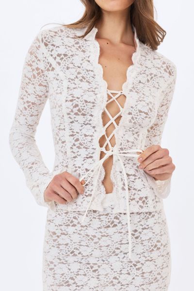 Miss Circle Prynn Brushed Lace Front-Tie Top