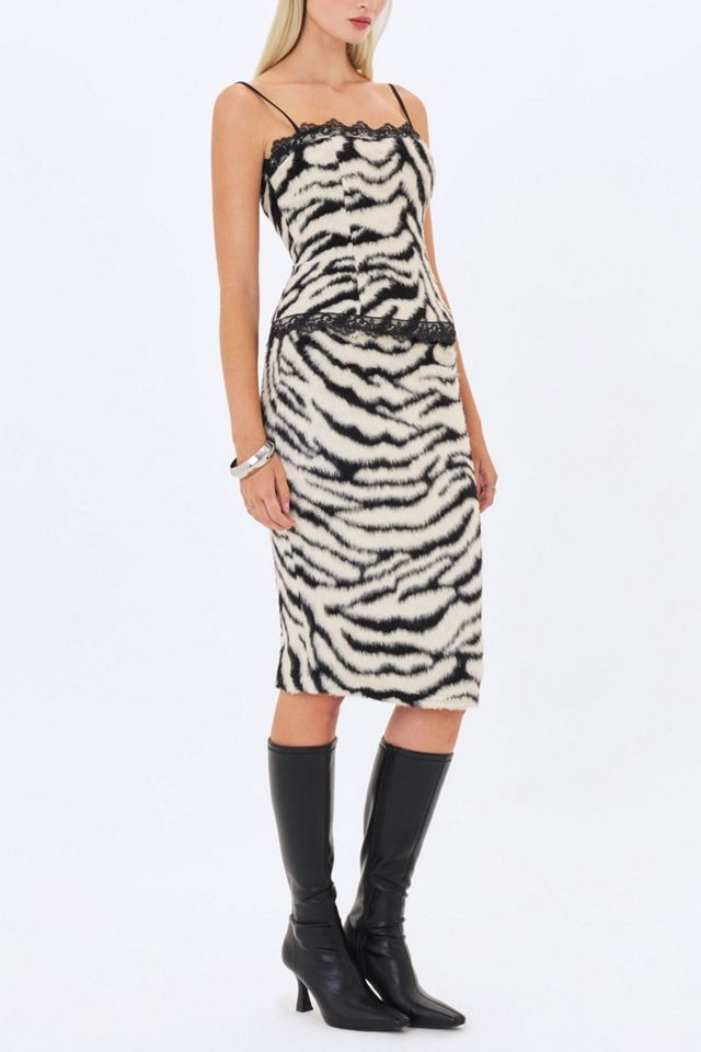 Miss Circle Xylah Zebra Faux Fur Lace Up Top #2