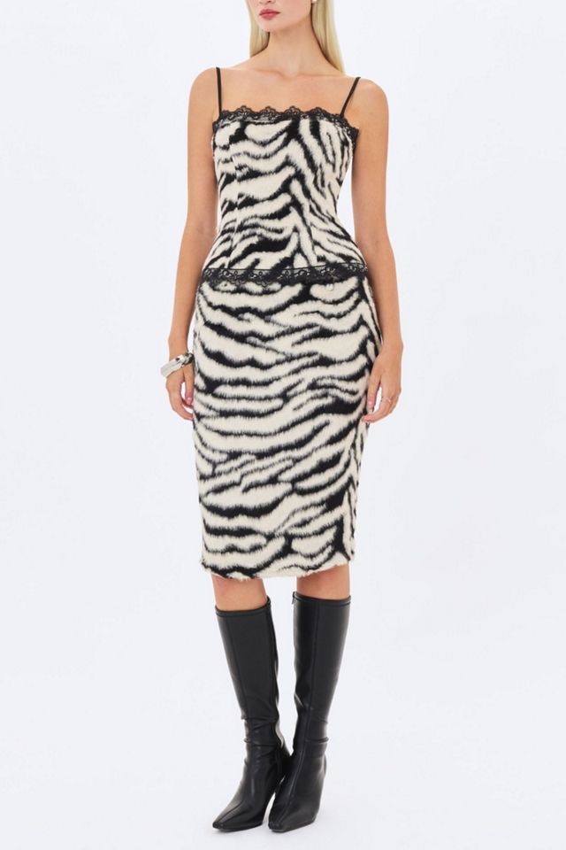 Miss Circle Xylah Zebra Faux Fur Lace Up Top #3