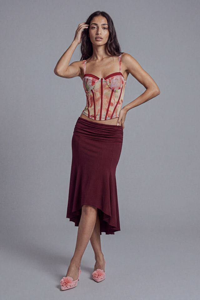 Slate Pink Floral Corset Top with Contrast Mock Boning #2