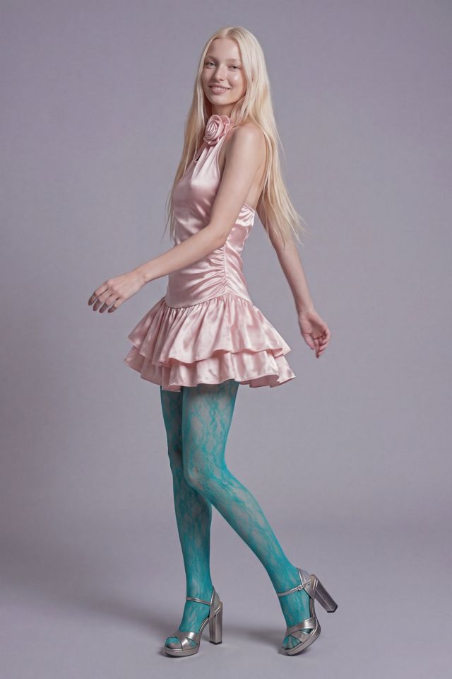 Slate Pink Satin Halter Ruffle Mini Dress #2