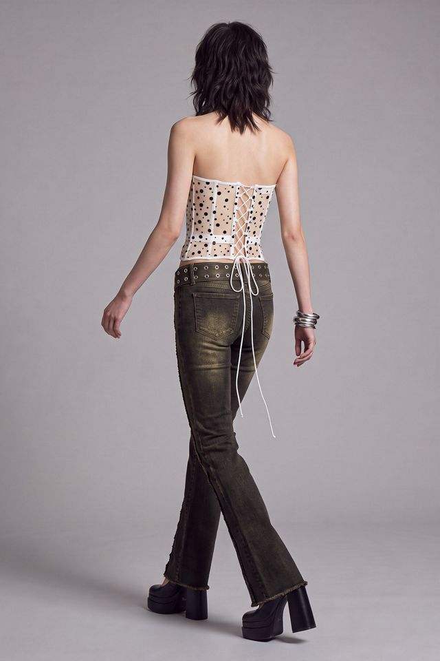 Slate Pink Polka Dot Sheer Mesh Corset Top #3