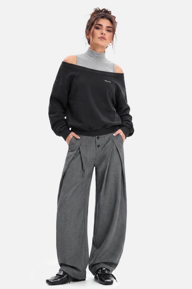 Aelfric Eden Boxy Layered Off-The-Shoulder Sweatshirt #1