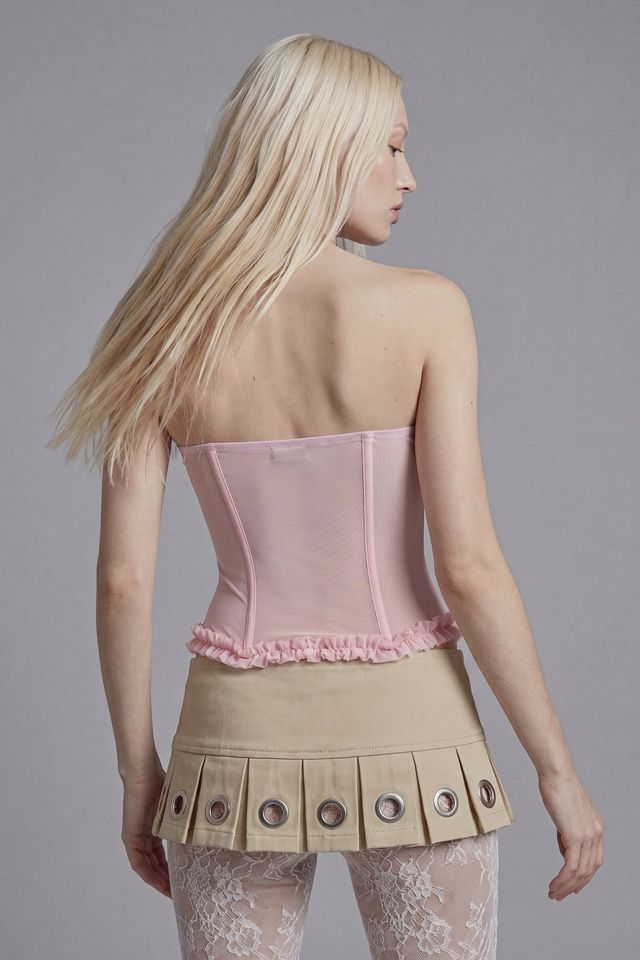 Slate Pink Ruffle Trim Strapless Corset Top #3
