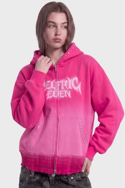 Aelfric Eden Boxy Washed Studded Zip Up Hoodie