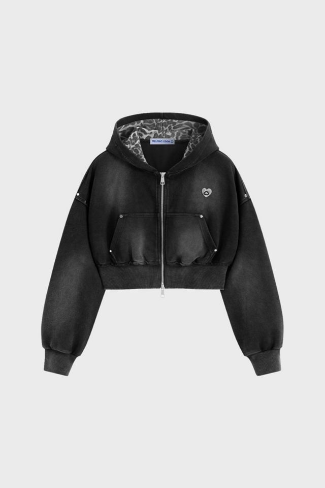Aelfric Eden Cropped Spray Dyed Zip Up Hoodie #3
