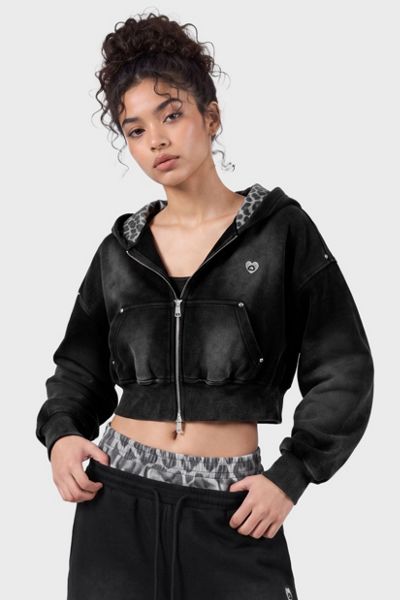 Aelfric Eden Cropped Spray Dyed Zip Up Hoodie