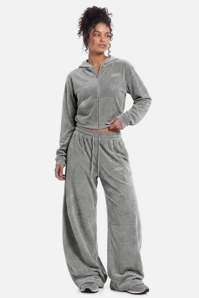 Aelfric Eden Rhinestone Velour Cropped Hoodie #1