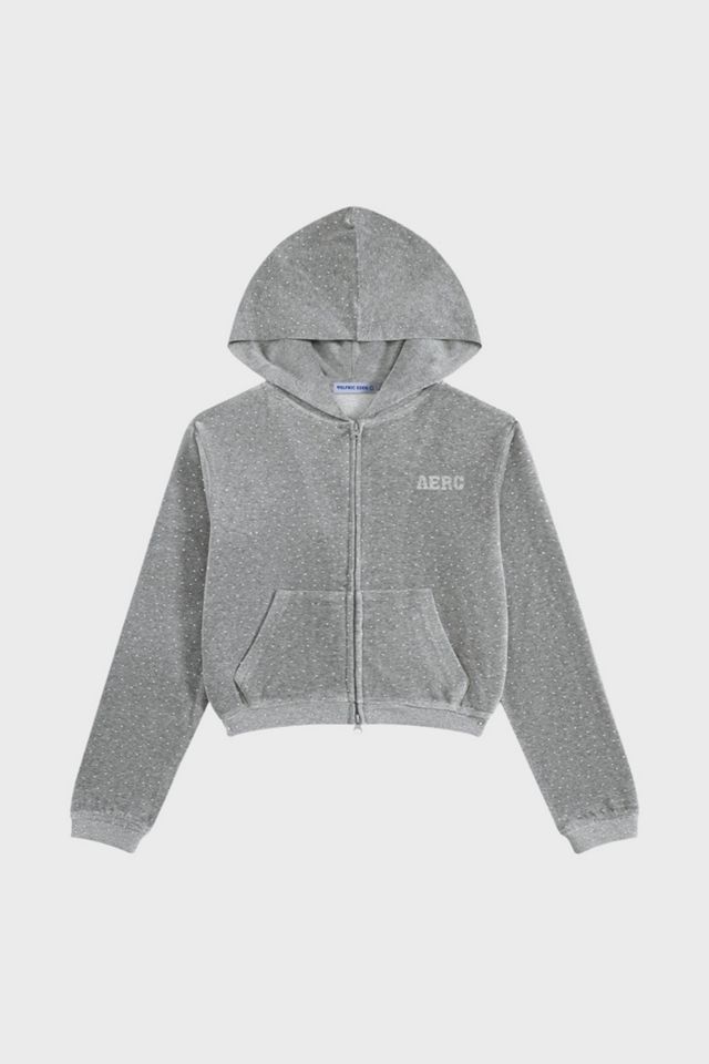 Aelfric Eden Rhinestone Velour Cropped Hoodie #3