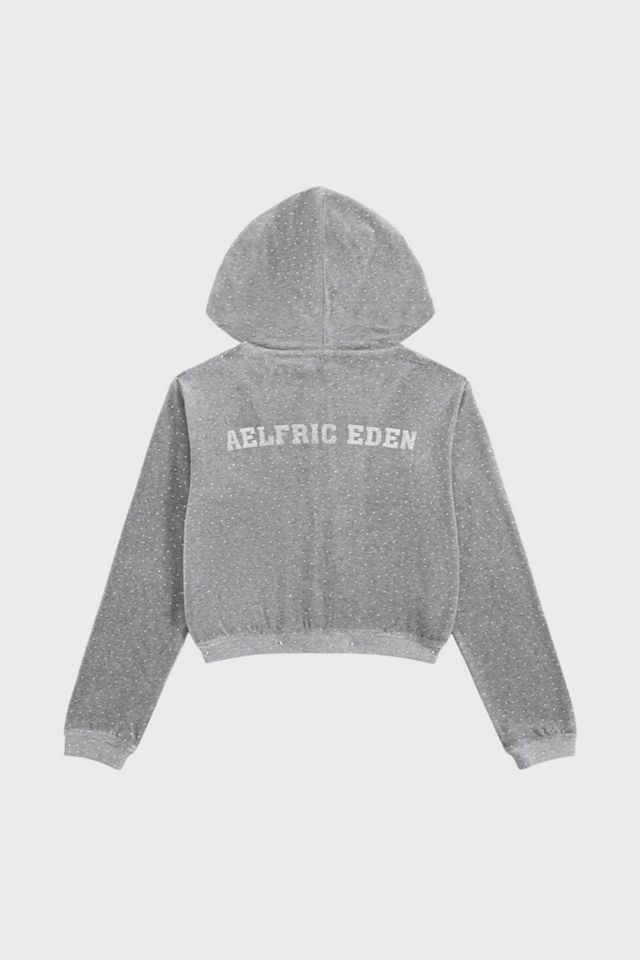 Aelfric Eden Rhinestone Velour Cropped Hoodie #4