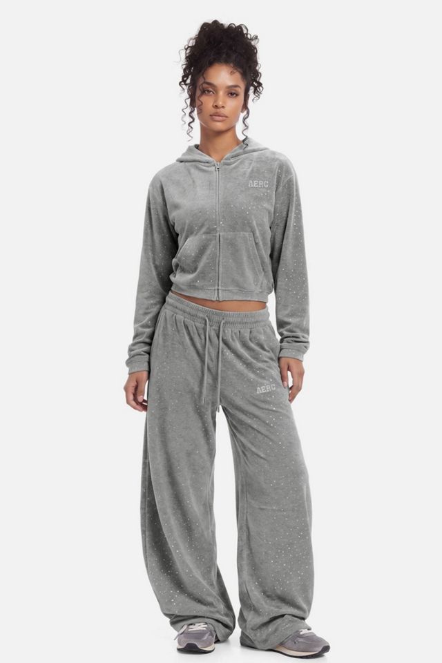 Aelfric Eden Rhinestone Velour Wide-Leg Sweatpants #1