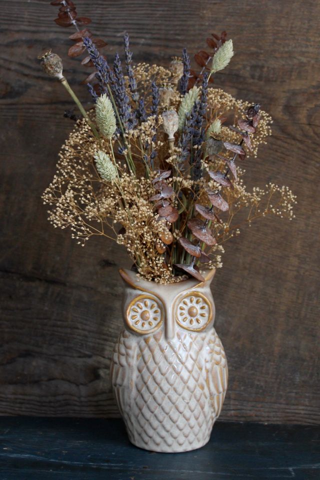 Roxanne’s Dried Flowers Owl Arrangement #4
