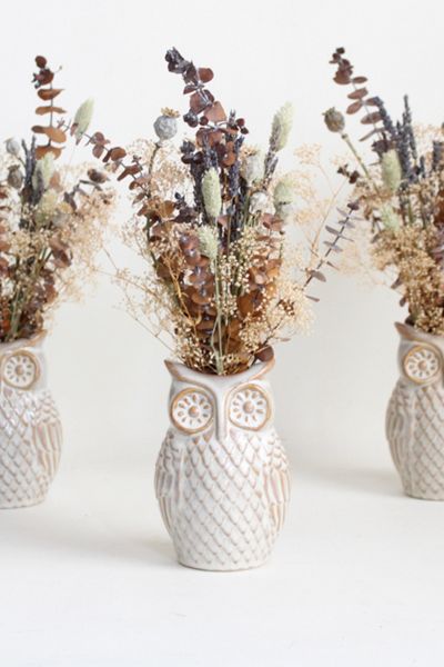 Roxanne’s Dried Flowers Owl Arrangement