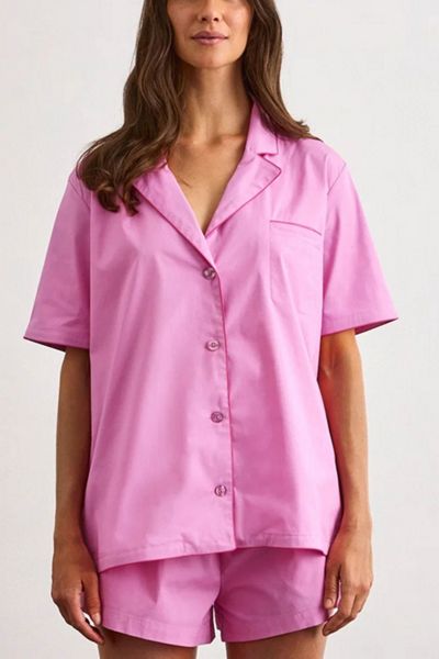 Bed Threads Piped Short Sleeve Pajama Shirt