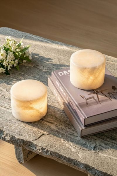 Brightech Rhea LED Portable Marbled Alabaster Table Lamp