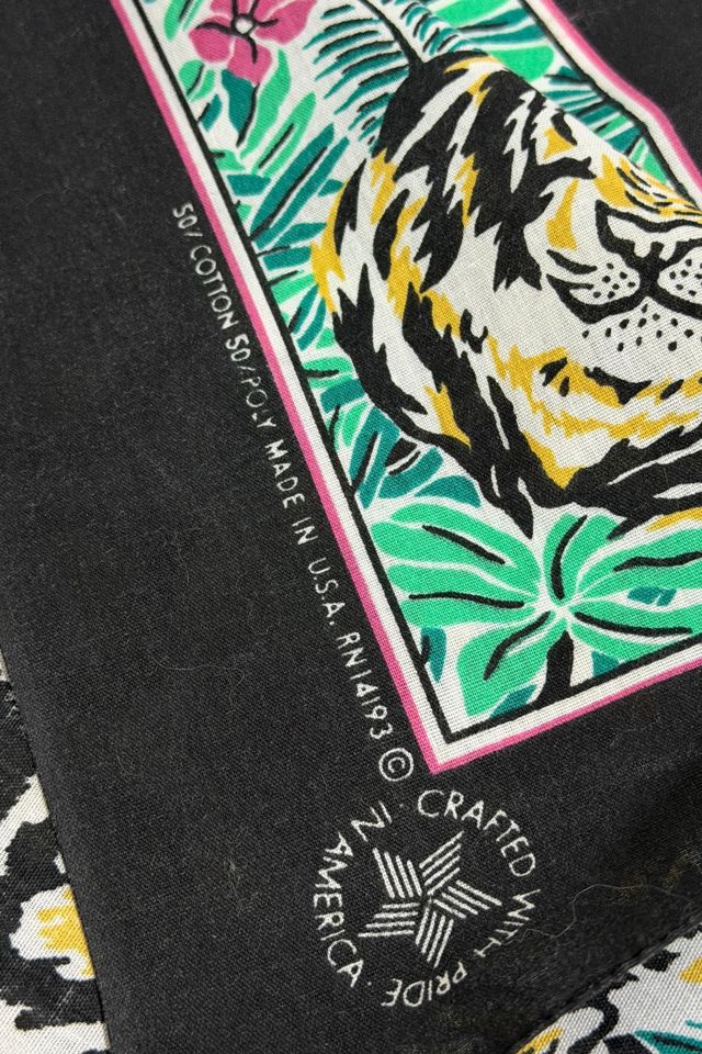 Vintage 1980's Tiger Print Cotton Bandana #1