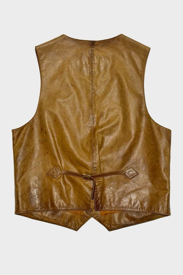 Vintage Tan Leather Vest #1