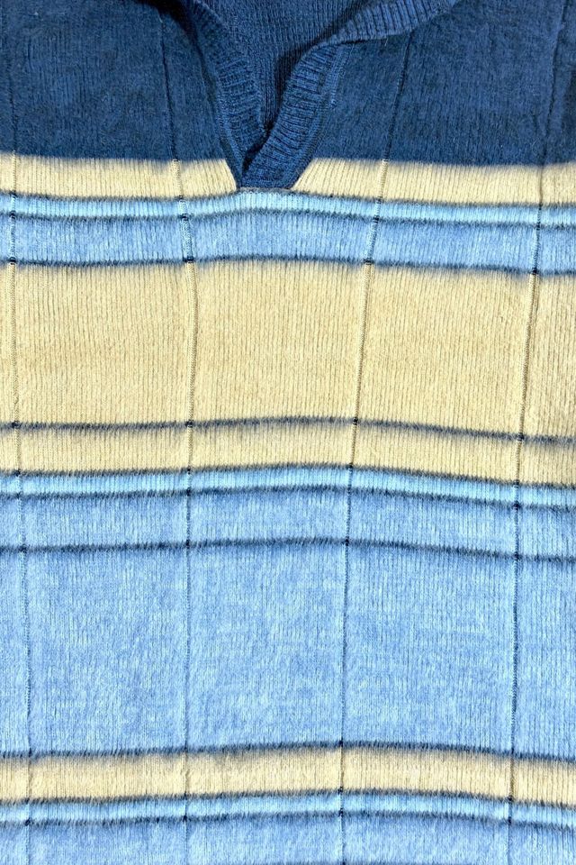 Vintage 1970's Striped V-Neck Polo Sweater #1