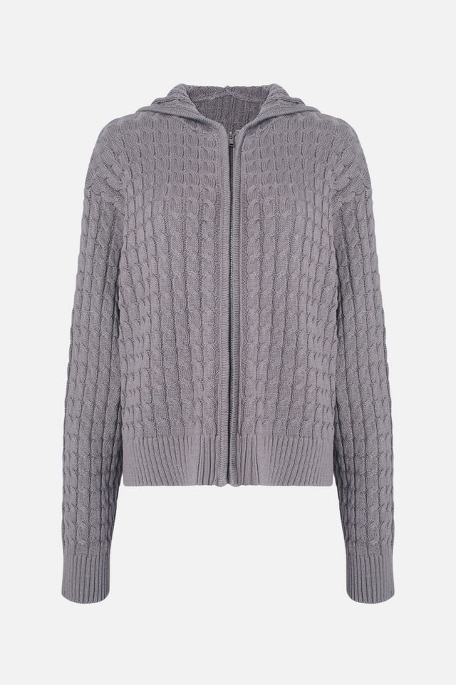WeWoreWhat Cable Zip Front Hoodie #4