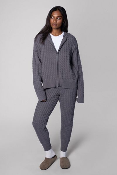 WeWoreWhat Cable Zip Front Hoodie