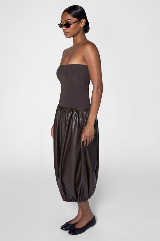 WeWoreWhat Ribbed Leather Bubble Midi Dress #4