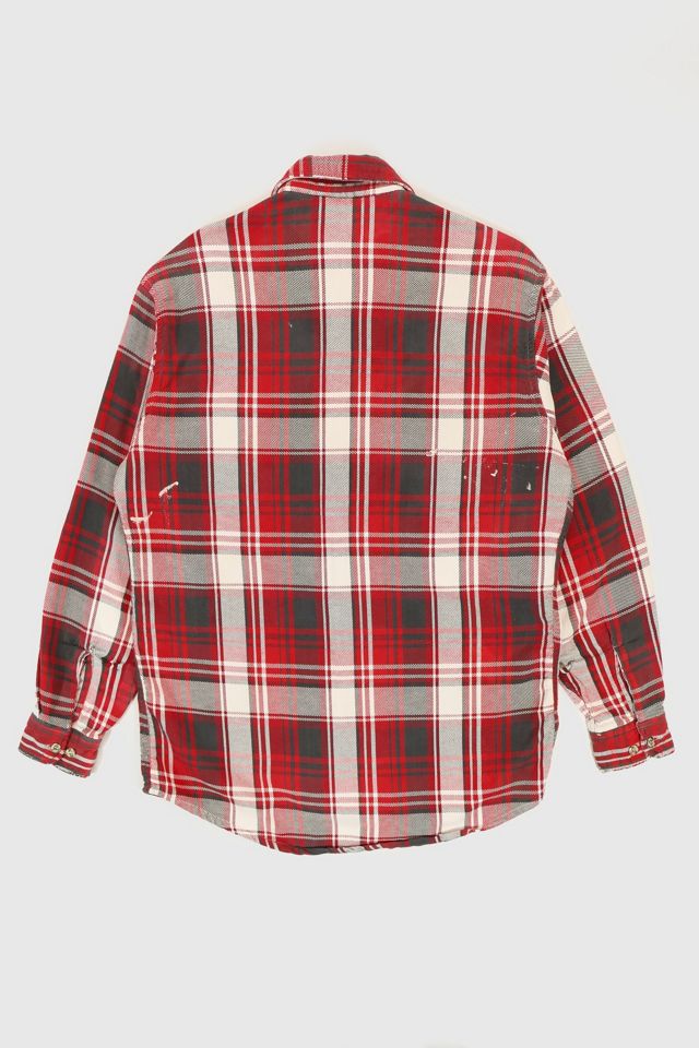 Vintage Distressed Red Plaid Button-Down Shirt #1