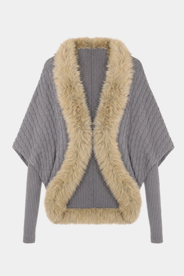 WeWoreWhat Cocoon Fur Trim Cardigan #1
