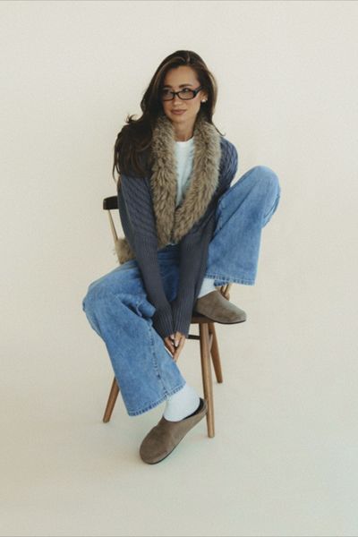 WeWoreWhat Cocoon Fur Trim Cardigan