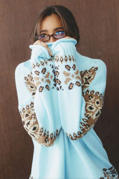 WeWoreWhat Roll Neck Balloon Sleeve Sweater