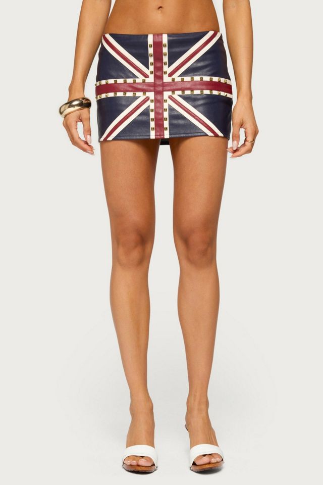 Edikted England Lover Studded Faux Leather Skort #1