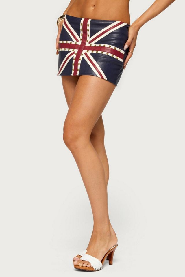 Edikted England Lover Studded Faux Leather Skort #2