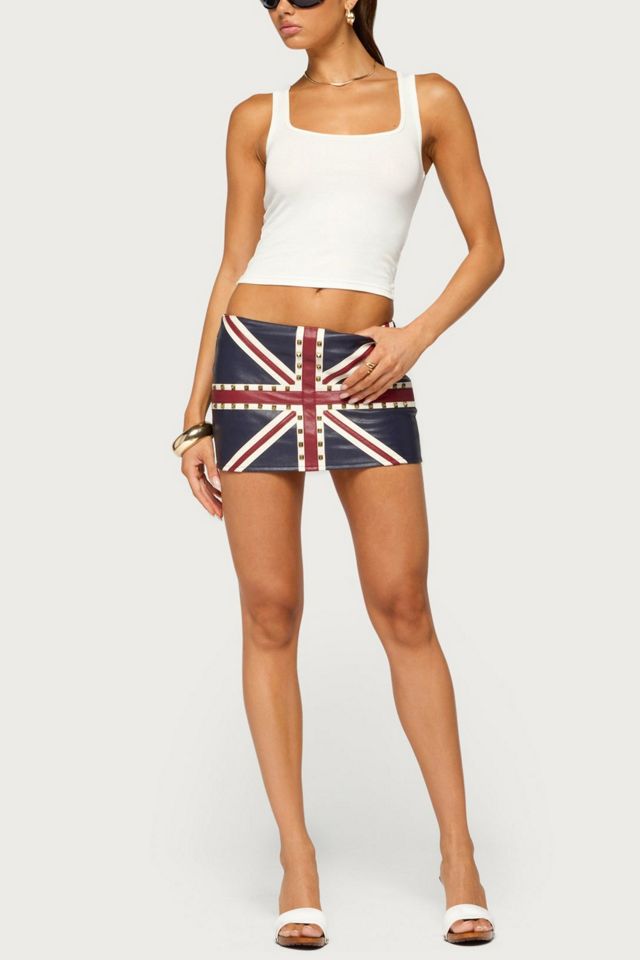 Edikted England Lover Studded Faux Leather Skort #3