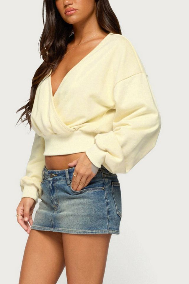 Edikted Narli Wrap Cropped Sweatshirt #3