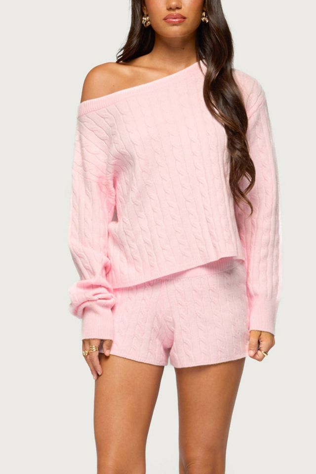 Edikted Coralee Low Rise Cable Knit Shorts #2