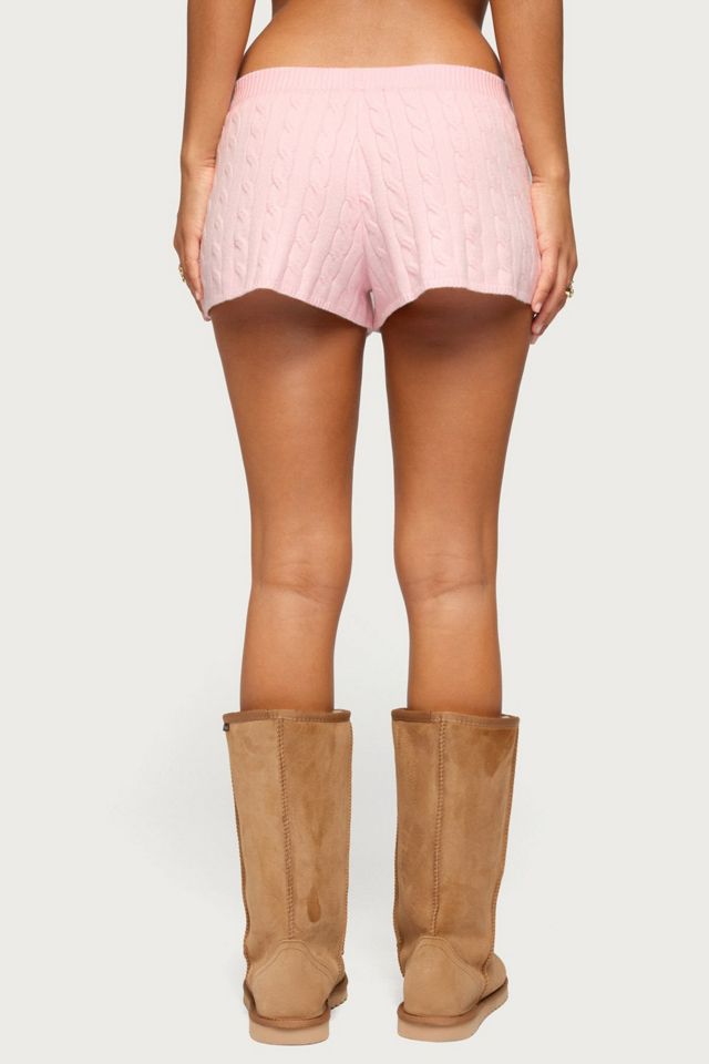 Edikted Coralee Low Rise Cable Knit Shorts #4