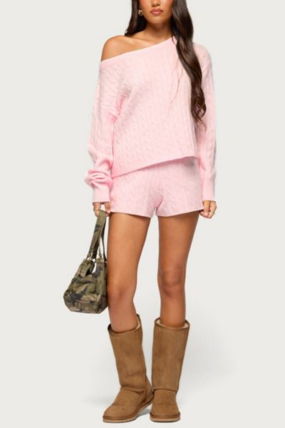 Edikted Coralee Low Rise Cable Knit Shorts