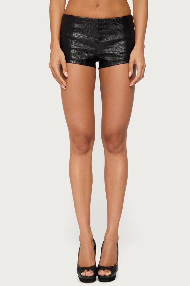 Edikted Zaci Faux Crocodile Leather Micro Shorts #1