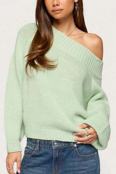 Edikted Lanka Oversized Off Shoulder Knit Sweater