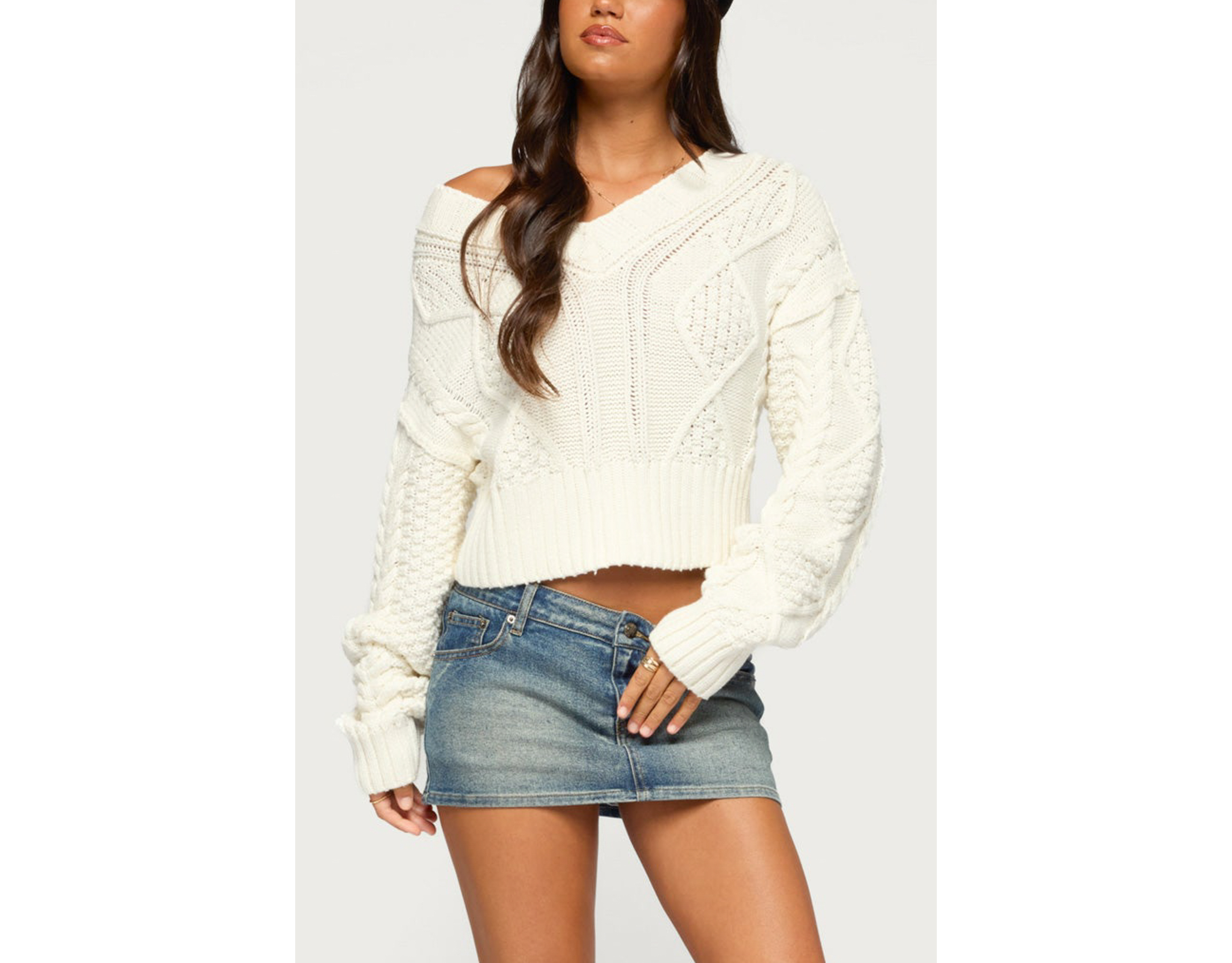 Edikted Boya Cable Knit Sweater