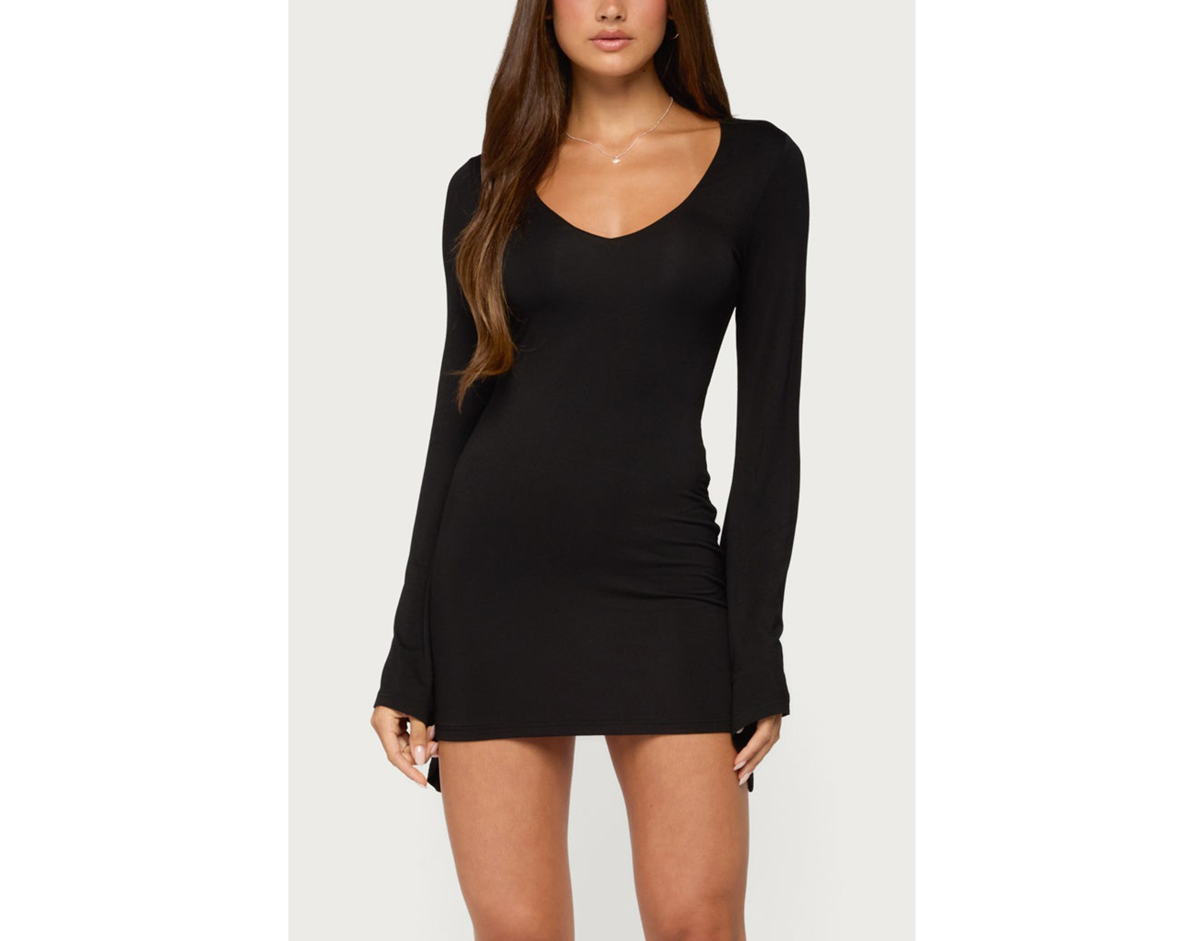 Edikted Zeeva Flared Long Sleeve Mini Dress