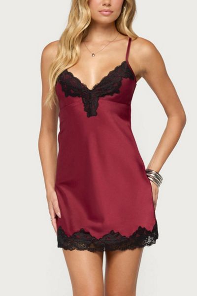 Edikted Brisa Lacey Satin Effect Mini Dress