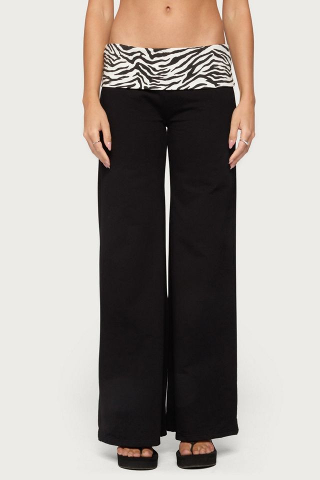 Edikted Kylee Zebra Foldover Pants #1