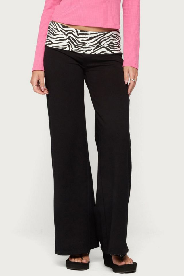 Edikted Kylee Zebra Foldover Pants #3