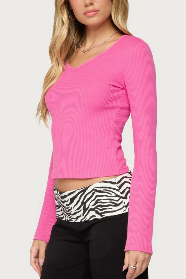 Edikted Yasmeen Long Sleeve Waffle Top #2