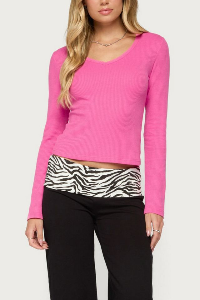 Edikted Yasmeen Long Sleeve Waffle Top #3