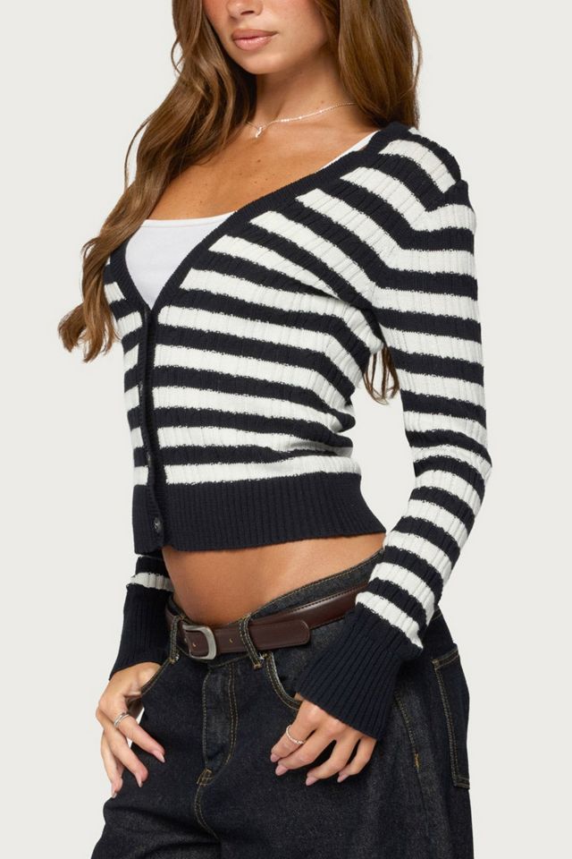 Edikted Ranel Striped Cable Knit Cardigan #2