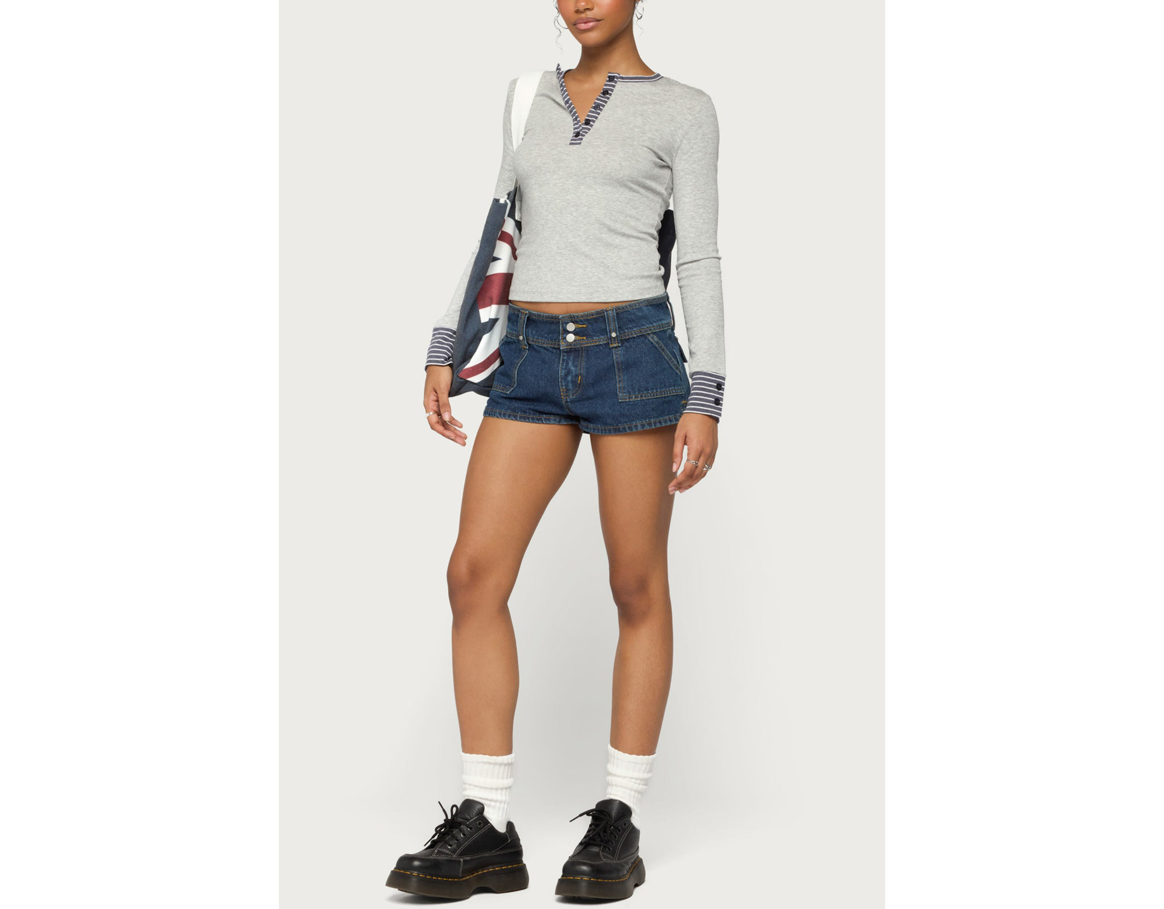 Edikted Nakia Contrast Stripey Henley Top