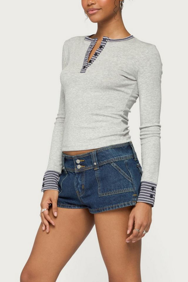 Edikted Nakia Contrast Stripey Henley Top #3
