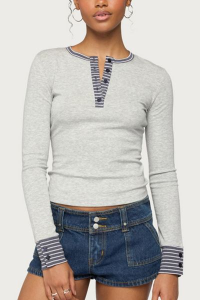 Edikted Nakia Contrast Stripey Henley Top